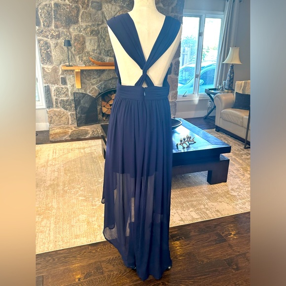 Navy blue sheer evening gown New - Picture 2 of 8